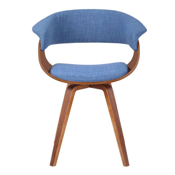 Armen Living Summer Mid-Century Chair in Blue Fabric with Walnut Wood Finish - LCSUCHBLUE