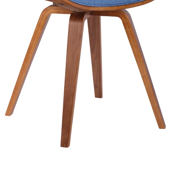 Armen Living Summer Mid-Century Chair in Blue Fabric with Walnut Wood Finish - LCSUCHBLUE