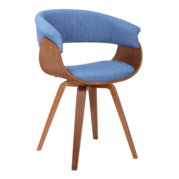 Armen Living Summer Mid-Century Chair in Blue Fabric with Walnut Wood Finish - LCSUCHBLUE