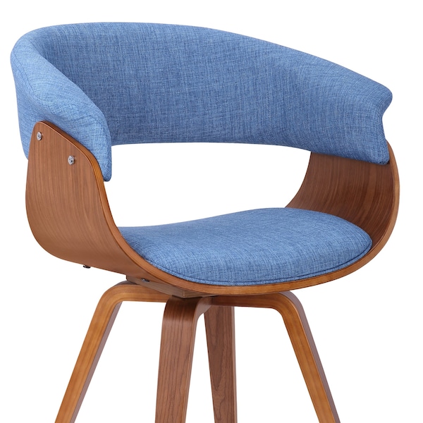 Armen Living Summer Mid-Century Chair in Blue Fabric with Walnut Wood Finish - LCSUCHBLUE