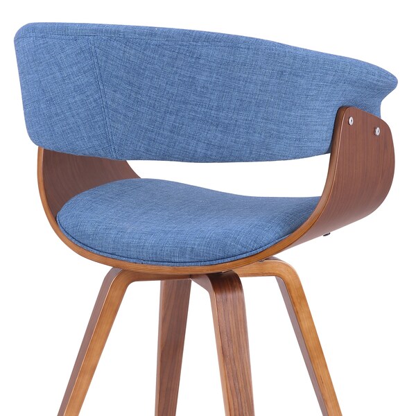 Armen Living Summer Mid-Century Chair in Blue Fabric with Walnut Wood Finish - LCSUCHBLUE