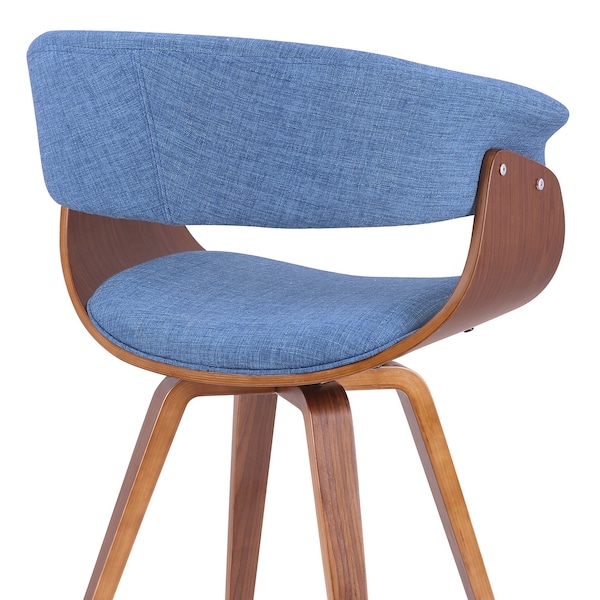 Armen Living Summer Mid-Century Chair in Blue Fabric with Walnut Wood Finish - LCSUCHBLUE