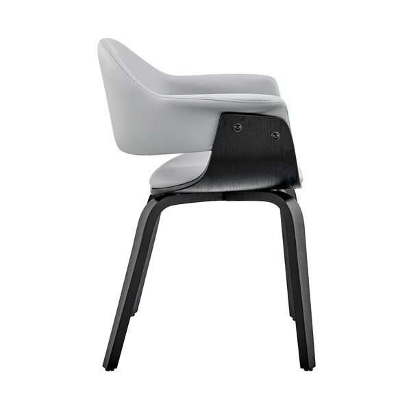 Armen Living Adalyn Gray Faux Leather and Black Wood Dining Room Accent Chair - LCADCHBLGR