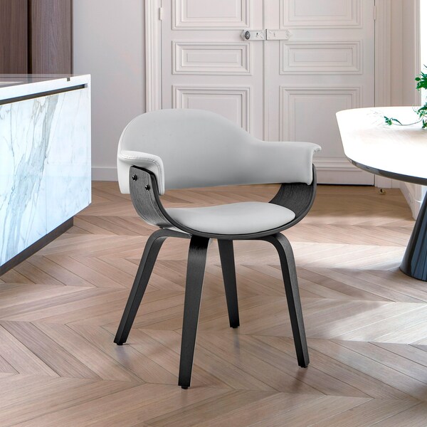 Armen Living Adalyn Gray Faux Leather and Black Wood Dining Room Accent Chair - LCADCHBLGR