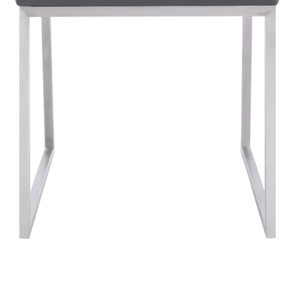 Armen Living Trevor Contemporary Dining Chair in Brushed Stainless Steel and Gray Faux Leather - Set of 2 - LCTRCHBSGR