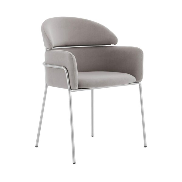 Seatsolutions Portia Dining Room Chairs, Gray Velvet & Brushed Stainless Steel, 2PK - SE2522331