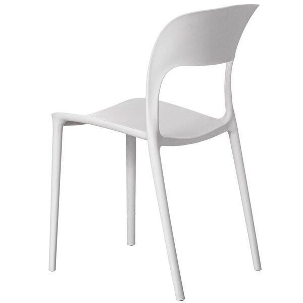 Fabulaxe Modern Plastic Outdoor Dining Chair with Open Curved Back, White Set of 4 - QI004227.WT.4