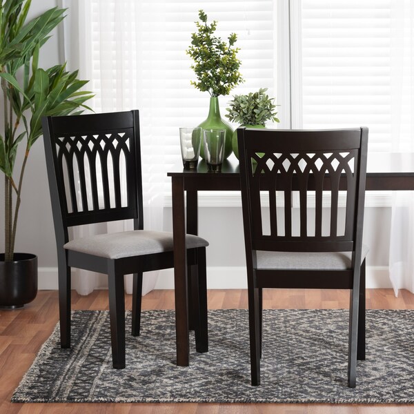 Baxton Studio Genesis Modern Grey Fabric and Dark Brown Finished Wood 2-Piece Dining Chair Set, PR - 230-2PC-13190-ZORO