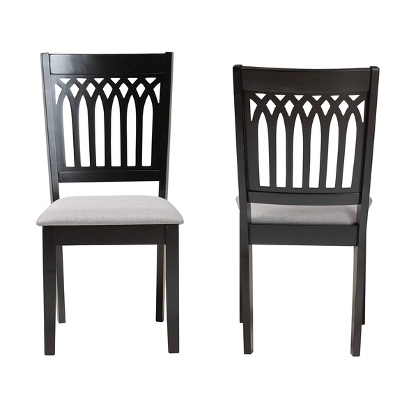 Baxton Studio Genesis Modern Grey Fabric and Dark Brown Finished Wood 2-Piece Dining Chair Set, PR - 230-2PC-13190-ZORO