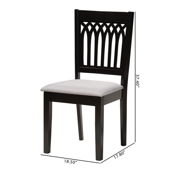 Baxton Studio Genesis Modern Grey Fabric and Dark Brown Finished Wood 2-Piece Dining Chair Set, PR - 230-2PC-13190-ZORO