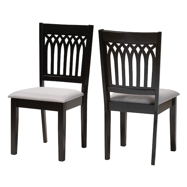 Baxton Studio Genesis Modern Grey Fabric and Dark Brown Finished Wood 2-Piece Dining Chair Set, PR - 230-2PC-13190-ZORO