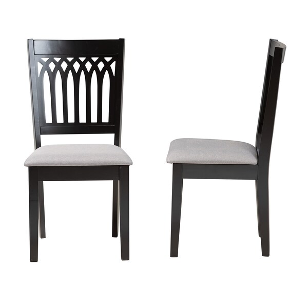 Baxton Studio Genesis Modern Grey Fabric and Dark Brown Finished Wood 2-Piece Dining Chair Set, PR - 230-2PC-13190-ZORO