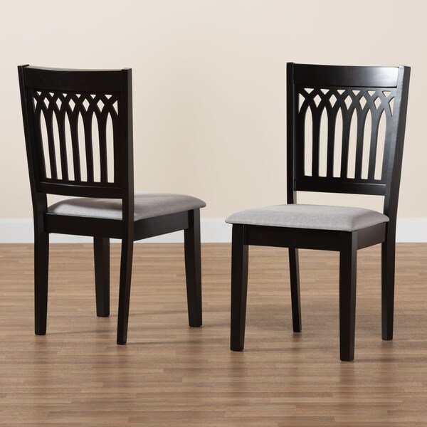 Baxton Studio Genesis Modern Grey Fabric and Dark Brown Finished Wood 2-Piece Dining Chair Set, PR - 230-2PC-13190-ZORO