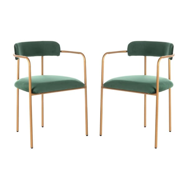 Safavieh Camille Side Chair, Malachite Green & Gold, 2PK - ACH6201C-SET2