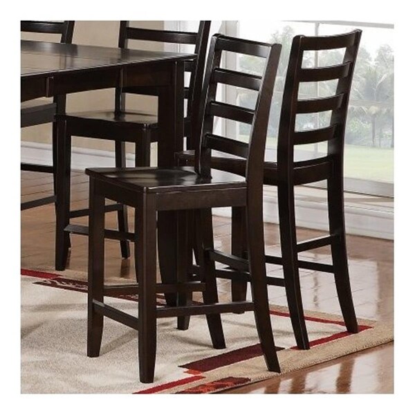 East West Furniture FC-CAP-W Fairwinds Stool Wood Seat with lader back- Cappuccino, 2PK - FAS-CAP-W