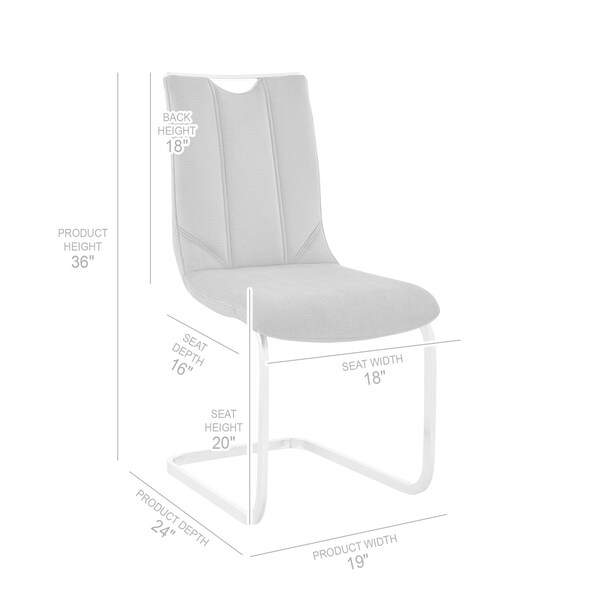 Armen Living Pacific Dining Room Accent Chair in Gray Fabric and Brushed Stainless Steel Finish - Set of 2 - LCPCSIGRFBC