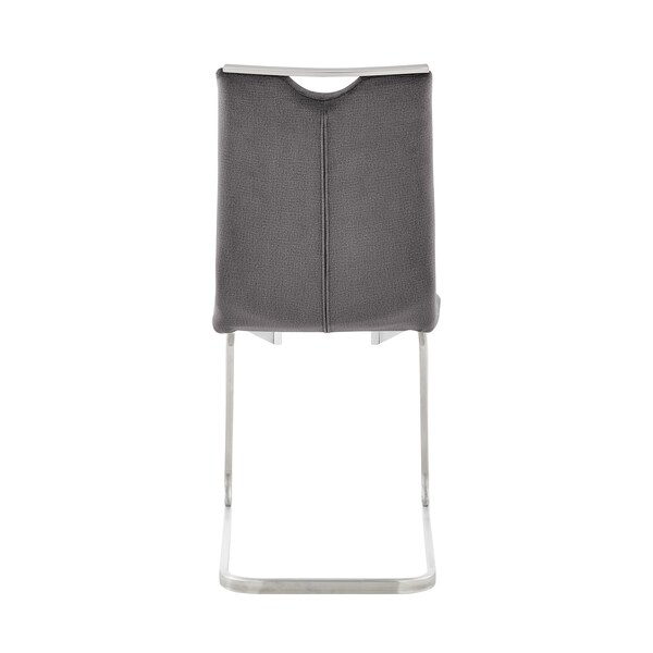 Armen Living Pacific Dining Room Accent Chair in Gray Fabric and Brushed Stainless Steel Finish - Set of 2 - LCPCSIGRFBC
