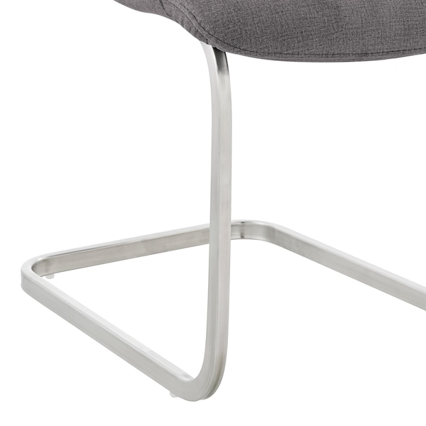 Armen Living Pacific Dining Room Accent Chair in Gray Fabric and Brushed Stainless Steel Finish - Set of 2 - LCPCSIGRFBC