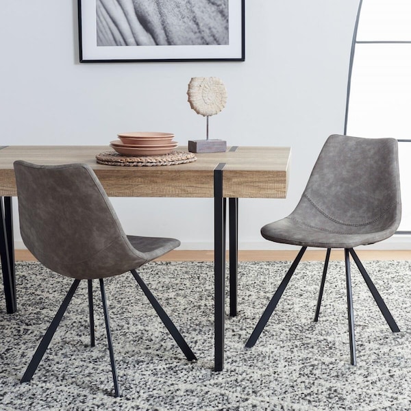 Safavieh 23.8 x 19 x 32.5 in. Kayne Dining Chair, Grey & Black, 2PK - DCH3010A-SET2