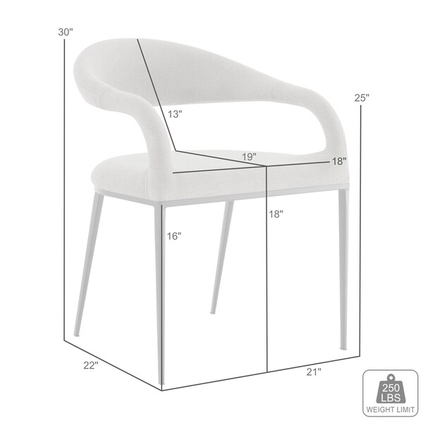 Armen Living Morgan Upholstered Dining Chair with Brushed Stainless Steel and Blue Fabric - Set of 2 - LCMOSIBSBLU