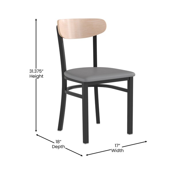 Flash Furniture Gray Vinyl Dining Chairs - Natural Wood Backs, PK 2 - 2-XU-DG6V5GYV-NAT-GG
