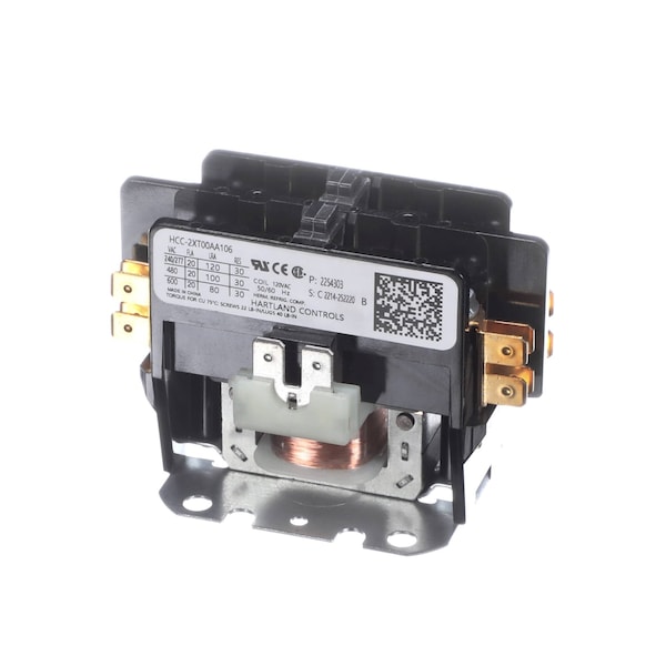Heatcraft Contactor, 2 Pole, 115V 60HZ Coil, 20 Amp, 1PH - 2254303