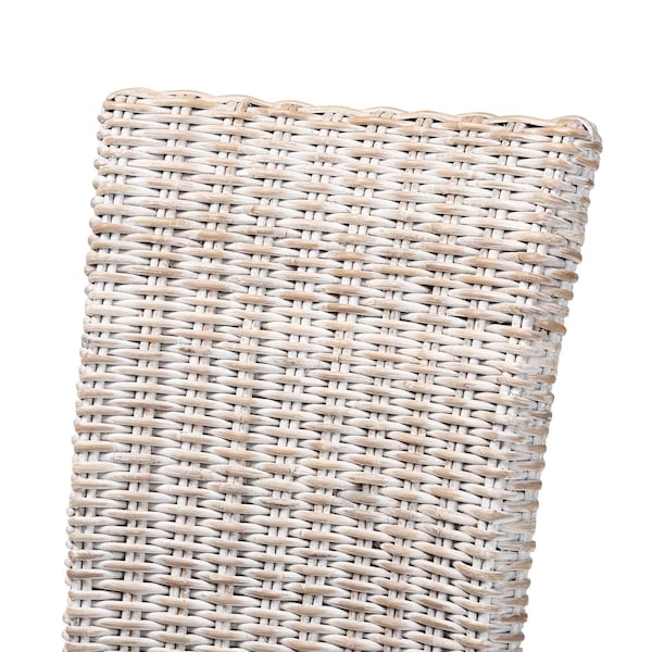 Baxton Studio Trianna Rustic Transitional Whitewashed Rattan and Natural Brown Finished Wood Dining Chair - 207-12843