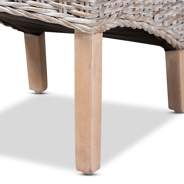 Baxton Studio Trianna Rustic Transitional Whitewashed Rattan and Natural Brown Finished Wood Dining Chair - 207-12843