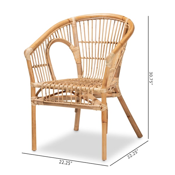Baxton Studio Alleta Modern Bohemian Natural Brown Rattan Dining Chair, PK2 - 210-2PC-12719