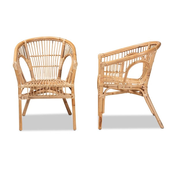 Baxton Studio Alleta Modern Bohemian Natural Brown Rattan Dining Chair, PK2 - 210-2PC-12719