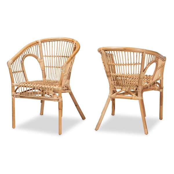 Baxton Studio Alleta Modern Bohemian Natural Brown Rattan Dining Chair, PK2 - 210-2PC-12719