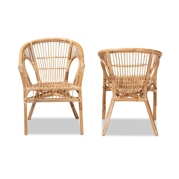 Baxton Studio Alleta Modern Bohemian Natural Brown Rattan Dining Chair, PK2 - 210-2PC-12719