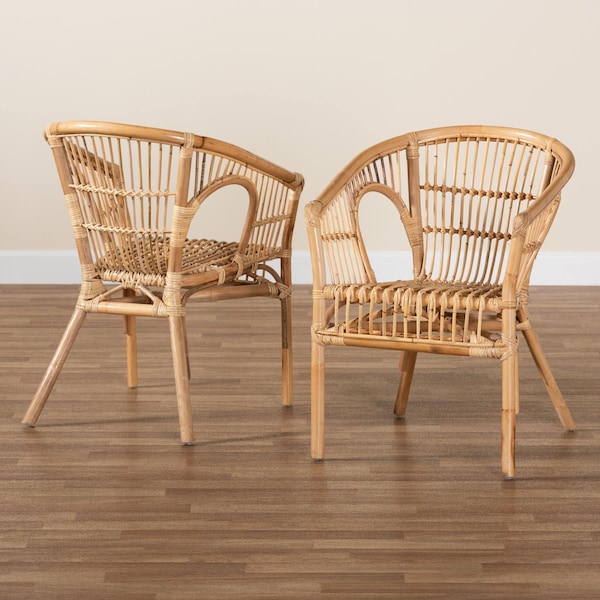 Baxton Studio Alleta Modern Bohemian Natural Brown Rattan Dining Chair, PK2 - 210-2PC-12719