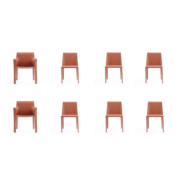 Manhattan Comfort Paris 8-Piece Dining Chairs in Clay - 6-DC3432-CY
