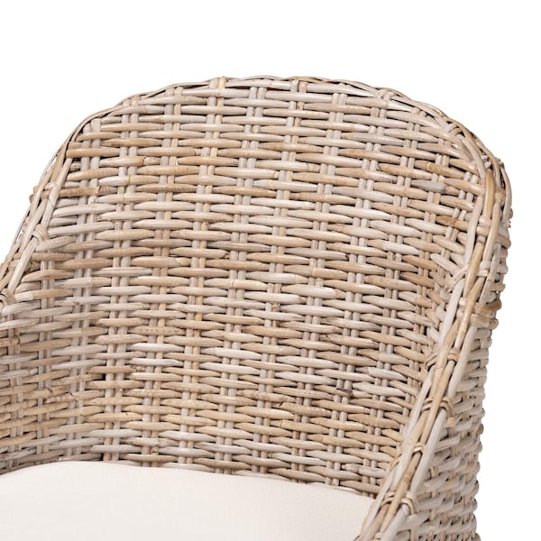 Bali & Pari Lara Bohemian Grey Kubu Rattan and Mahogany Wood Dining Chair - 245-13719-ZORO