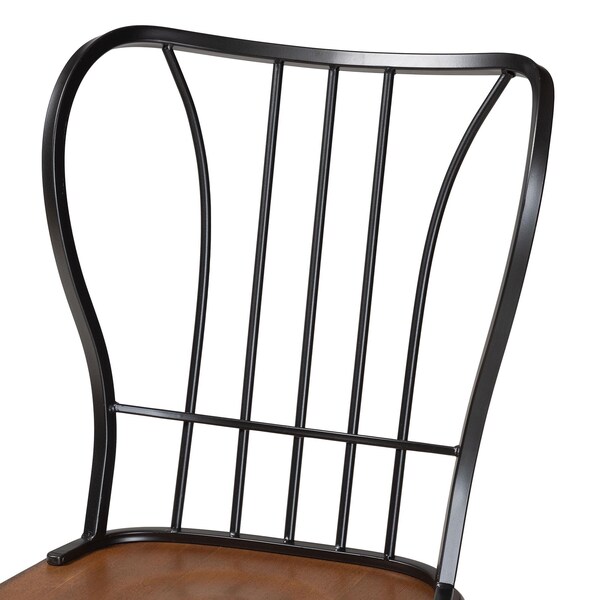 Baxton Studio Longford inDark-Walnutin Wood and Black Metal Vintage Dining Chair, PR - 113-6128