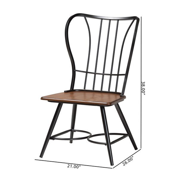 Baxton Studio Longford inDark-Walnutin Wood and Black Metal Vintage Dining Chair, PR - 113-6128