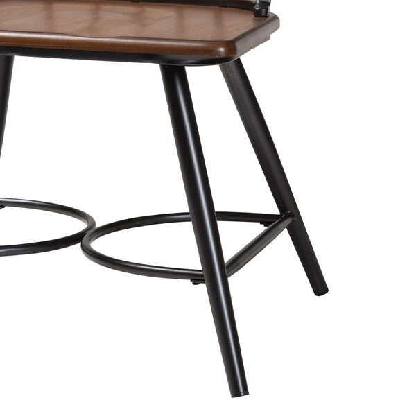 Baxton Studio Longford inDark-Walnutin Wood and Black Metal Vintage Dining Chair, PR - 113-6128