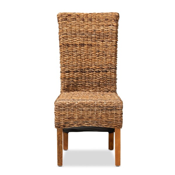 Baxton Studio Trianna Rustic Transitional Natural Abaca and Brown Finished Wood Dining Chair - 207-12844