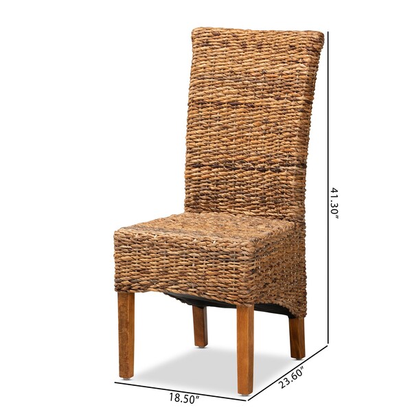 Baxton Studio Trianna Rustic Transitional Natural Abaca and Brown Finished Wood Dining Chair - 207-12844