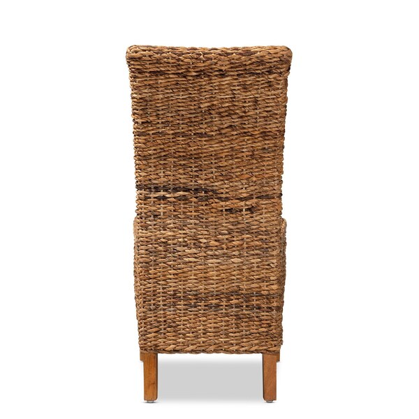 Baxton Studio Trianna Rustic Transitional Natural Abaca and Brown Finished Wood Dining Chair - 207-12844