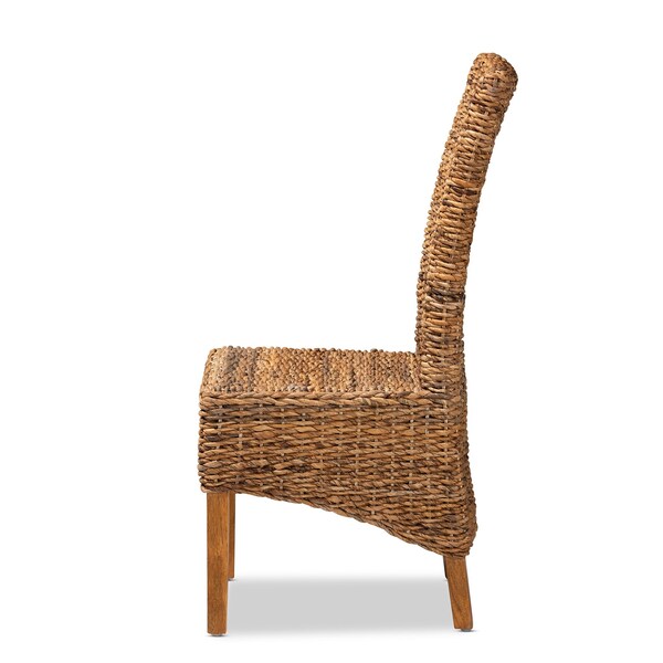 Baxton Studio Trianna Rustic Transitional Natural Abaca and Brown Finished Wood Dining Chair - 207-12844