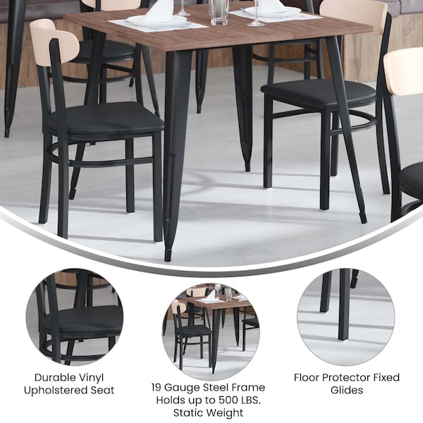 Flash Furniture Black Vinyl Seat Dining Chair with Natural Wood Back - XU-DG6V5BV-NAT-GG