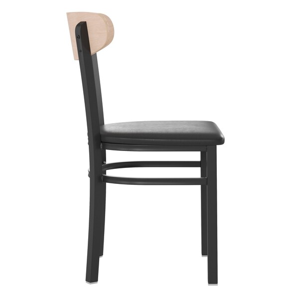 Flash Furniture Black Vinyl Seat Dining Chair with Natural Wood Back - XU-DG6V5BV-NAT-GG