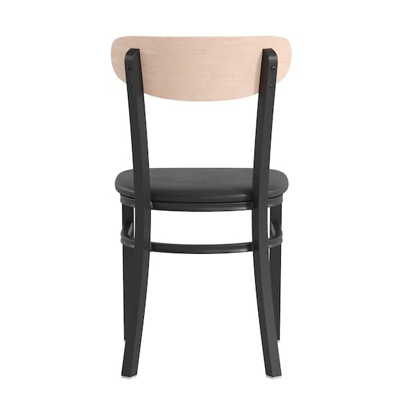 Flash Furniture Black Vinyl Seat Dining Chair with Natural Wood Back - XU-DG6V5BV-NAT-GG