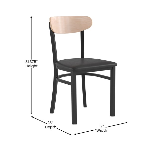 Flash Furniture Black Vinyl Seat Dining Chair with Natural Wood Back - XU-DG6V5BV-NAT-GG