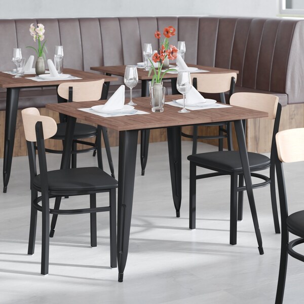 Flash Furniture Black Vinyl Seat Dining Chair with Natural Wood Back - XU-DG6V5BV-NAT-GG