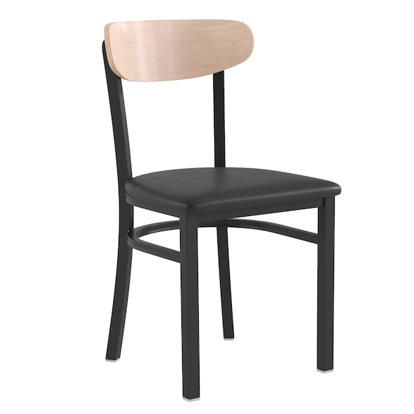 Flash Furniture Black Vinyl Seat Dining Chair with Natural Wood Back - XU-DG6V5BV-NAT-GG