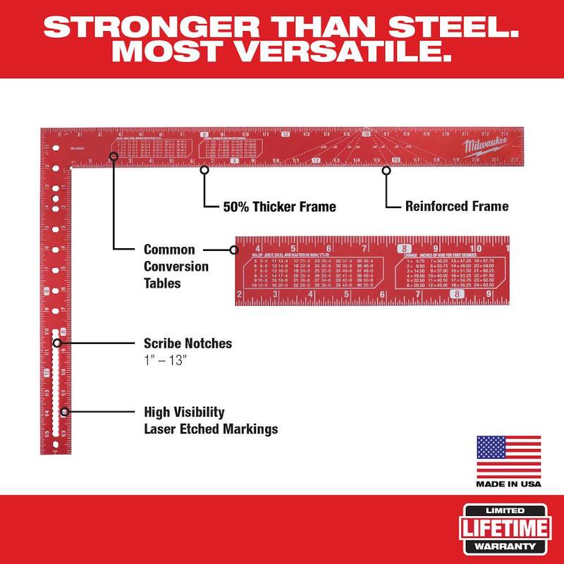 Milwaukee 16 in. x 24 in. Aluminum Framing Square with 7 in. Rafter Square - MLSQ024-MLSQ070