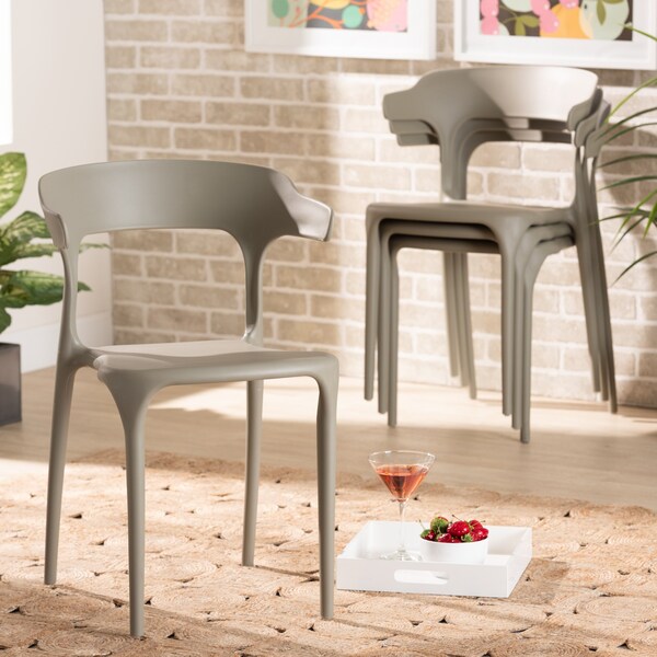 Baxton Studio Gould Modern Transtional Beige Plastic Dining Chair Set (4PC) - 193-4PC-12026-ZORO